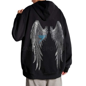 Sweat à capuche pour homme avec strass, fabrication sur mesure de haute qualité, sweat à capuche personnalisé avec strass de qualité supérieure pour homme - Product Image 2