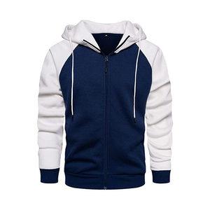 Invierno manga raglán cremallera sudaderas con capucha logotipo personalizado poliéster/algodón al por mayor para hombres - Product Image 5