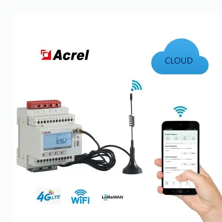 Acrel ADW300-Wifi 100V 380V 660V 45-65Hz 5A Class 0.5S Không Dây Iốt Wifi Thông Minh Năng Lượng Meter Cho Giám Sát Năng Lượng Từ Xa