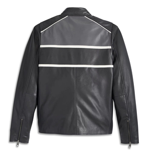 Chaqueta de Cuero para Hombre, Estilo Motociclista, Invierno 2026, Nueva, Casual, Ajustada, Talla Grande, con Cuello Alto y Logotipo Frontal - Product Image 3