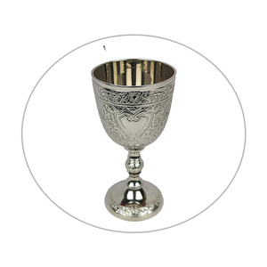 Vaso de Vidrio Plateado Estilo Real |   Copa Decorativa Grabada para Aniversario, Boda, Fiestas, Decoración de Mesa de Lujo - Product Image 1