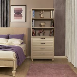 Ensemble commode et bibliothèque moderne Arion Kids Pera, corps en MDF avec pieds en bois, ensemble de rangement compatible pour adolescents - Product Image 1