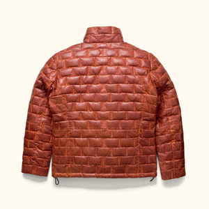 High Street High Quality Leather Outdoor Puffer Jacket Men Oem Service Breathable Best Custom Leather Puffer Jacket - Product Image 2