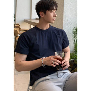 Camiseta de manga corta con logotipo personalizado para hombre, de secado rápido, transpirable y holgada, Color sólido, 100% algodón para deportes - Product Image 1