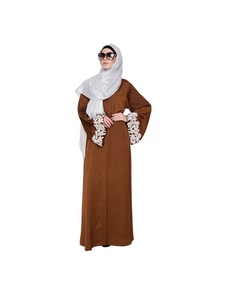 Abaya en lin avec perles de rêve et ouverture sur le devant Style Dubaï et Turquie Robe moderne décontractée et modeste pour les musulmans de grande taille Vente à chaud - Product Image 3