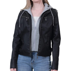 Chaqueta de cuero motorista con logotipo privado/chaqueta de motorista de cuero de oveja estilo Rock personalizada/chaquetas clásicas de cuero auténtico para mujer - Product Image 3