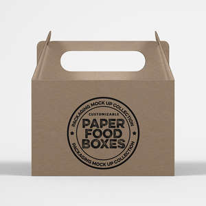 Boîte à gâteaux en papier kraft avec logo personnalisé imprimé en gros, emballage alimentaire, boîte en carton avec poignée, boîte à lunch pour hamburger imprimée - Product Image 5