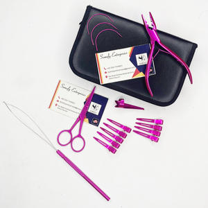 Pince d'extension de cheveux en acier inoxydable de couleur métallique rose professionnelle ensemble crochet aiguille outils de cheveux Kit d'accessoires durable - Product Image 1
