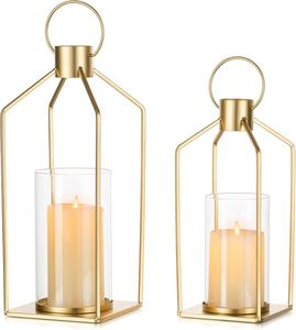 เชิงเทียนตกแต่งงานแต่งงานที่บ้าน โรงแรม โคมไฟเชิงเทียนแบบโบราณ ชุด 2 ชิ้น - Product Image 5