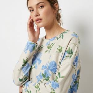 Maglione Estivo Casual con Motivo Floreale e Tasca sul Petto, in Misto Poliestere/Cotone - Product Image 3