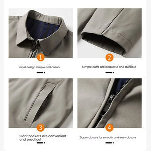 Luxe Heren Casual Jacks Met Rits Jas Geweven Loszittend Zakelijke Pak Werkjack Met Mode-Stijl - Product Image 5