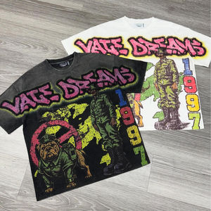 Camisetas ajustadas extragrandes con estampado de algodón 100% personalizado para hombre, ropa de calle con diseño gráfico de lavado ácido de 300Gsm, camisetas DTG - Product Image 4