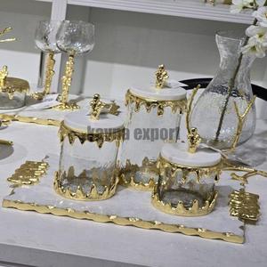 Tapa de Metal de diseño personalizado chapado en oro, artículos de cocina decorativos de lujo, tarro de almacenamiento, bote de vidrio de estilo martillado - Product Image 5