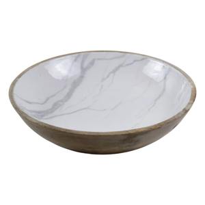 Bol de service en bois rond design fantaisie autocollant en émail taille moyenne arc décoratif et vaisselle fait à la main en vrac - Product Image 3