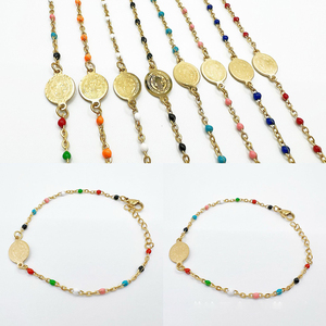 Stainless Steel Beaded Rosary Bracelet with Gold Plating - Product Image 2