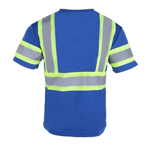 Camiseta de Seguridad Reflectante de Alta Visibilidad para Hombre, Personalizable, Azul, Poliéster, Secado Rápido, Manga Corta, Ropa de Trabajo, con Logotipo - Product Image 3