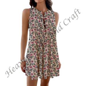 Vestido Midi Étnico Estampado Informal para Mujer, Colección de Verano Más Vendida, Tejido sin Mangas, Estampado en Bloques, Ropa de Verano - Product Image 5