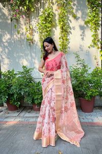 Latest Designer Outfit Best Fabric Latest Collection <b>Organza</b> <b>Silk</b> Saree Blouse Women Fashion Manufacturer From Surat India - Product Image 3