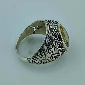 Bague en argent sterling 925 avec citrine naturelle jaune, faite à la main, ovale, bijou de déclaration, pierre taillée, pierre de naissance de novembre - Product Image 3