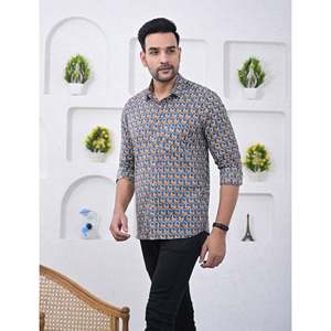 Chemise décontractée pour homme en coton imprimé à manches longues, respirante, en popeline ou tissu Oxford, motif floral ou à pois, offre ODM - Product Image 1