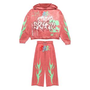 Pantalon de survêtement unisexe personnalisé lavé à l'acide avec broderie en strass Baggy Fit Terry sérigraphie style déchiré ODM approvisionnement pour hommes - Product Image 1