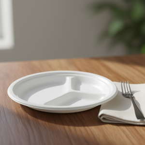 Assiette ronde de 9 pouces avec 3 compartiments, vaisselle et assiettes durables - Product Image 3