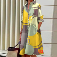 Nouvelle Collection Automne 2025, Robe Midi à Col Chemise à Manches Longues Imprimée à Pois, Tendance et Élégante