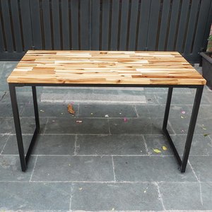 HBWD023 120x60cm Acacia Solid Wood PC <b>Desk</b> Simple Design Iron Legs Portable <b>Folding</b> for Hotel Home Office Assembly Required - Product Image 3