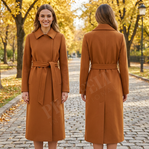 Abrigo Largo de Lana con Cinturón, Venta al por Mayor de Ropa, Estilo Elegante y Moderno para Invierno, Abrigos de Lana y Cachemira para Exterior, Cómodos - Product Image 5