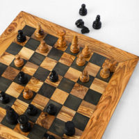 Échiquier en bois d'olivier tunisien fait main, design ArtisRaw, fabriqué en Tunisie, modèle CG028, à vendre