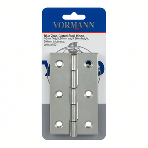 VORMANN Blue Zinc-Plated Steel Hinge 40mm Height 26mm Width 0.9mm Thickness Narrow Cabinet Organizer Packaged in Units of 50 - Product Image 3