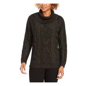 Maglione da Donna Charter Club con Collo Alto e Maniche Lunghe, Glitterato, Casual, Invernale, Nero, Taglia Piccola, Traspirante - Product Image 1