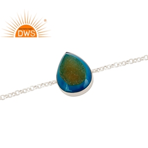 Pulsera de piedras preciosas Druzy azul Natural de plata esterlina más vendida, joyería personalizada para mujer, regalo para ella - Product Image 2