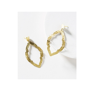 New Arrival Brass Simple <b>Earrings</b> Gold Color Circle Hoop <b>Earring</b> Gifts <b>Fashion</b> Jewelry for Woman Leaf Design - Product Image 3