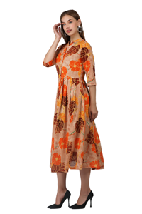 Vestido Midi Estilo Occidental Premium con Cuello Mao, Cómodo para Uso Diario, Oficina, Compras y Vacaciones para Mujer - Product Image 3