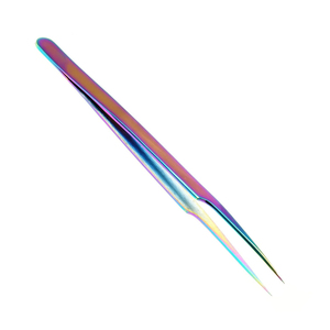 Pinzas para pestañas con punta curvada de diseño profesional de tendencia superior, aplicación de volumen de calidad probada a mano de acero inoxidable alto - Product Image 5