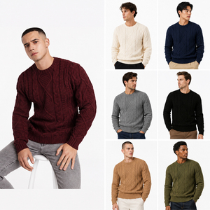 Wholesale Winter Sweater Ready Stock <b>Men</b> Knitwear Bulk Clothing Export Supplier Meow Fashion Warmth 14GG Cotton Sweaters <b>Men</b> - Product Image 6