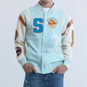 Veste d'université au design classique pour homme avec patch brodé sur la poitrine et ourlet côtelé à col montant - Product Image 5