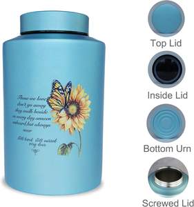 Hermosa urna de metal con diseño de girasol para cenizas masculinas o femeninas adultas, urna decorativa conmemorativa de cremación de hasta 220 libras - Product Image 4