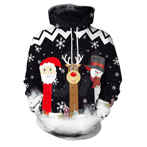 Sudadera con Capucha Navideña para Hombre, Estilo Urbano, Algodón/Poliéster, Color Sólido, Diseño con Cremallera, Transpirable, Secado Rápido, Mejor Precio al por Mayor - Product Image 1