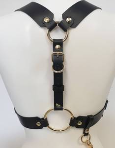 Handmade Black Leather Statement Harness <b>Goth</b> Grunge Style <b>Accessories</b> Groomsmen Handmade Gifts LWH-0004 - Product Image 2