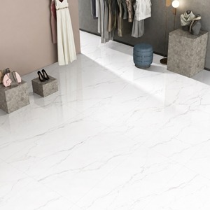 Baldosa de Porcelana Delphine con Aspecto de Mármol Blanco, Moderna, Antibacteriana, Brillante, de 600x1200 mm, para Suelos de Villas, Salas, Baños y Salones - Product Image 1