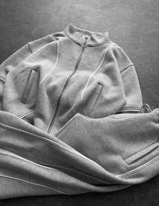 Ensemble jogging et sweat à capuche décontracté d'hiver personnalisé en coton épais doublé polaire pour adultes unisexes - Product Image 2