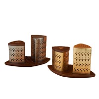 Quemadores de Incienso Árabe Ecológicos Más Vendidos, Bandeja de Metal Grabada con Láser, Tapa de Madera, Regalo de Ramadán y Eid, Medio Oriente