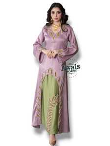 Caftán Largo de Satén de Poliéster Bordado de Dubái, Estilo Simple y Modesto, Abaya Farasha Jalabiya Hijab, Ropa Islámica - Product Image 2