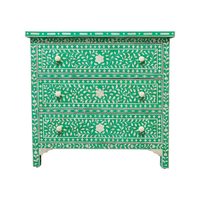 Commode vintage en incrustation d'os de style marocain à motifs complexes fabriqués à la main pour le mobilier de maison ou d'école