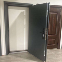 Porte d'entrée décorative haut de gamme en acier de classe A pour villa, grille verticale minimaliste, bien étanche, pour extérieur
