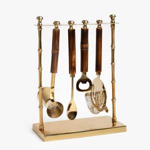 Ensemble d'outils de bar en acier inoxydable avec manche en bois, kit de barman professionnel pour les compétitions de bar, la pratique et les séances de formation - Product Image 1
