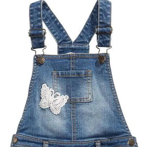 Peto corto vaquero de alta calidad para mujer, lavado ligero, desgastado, estilo Vintage sin esfuerzo, babero, botón general impreso a la moda - Product Image 1