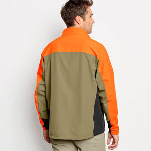 Chaqueta Upland de talla grande personalizada al por mayor con cuarto de cremallera a prueba de viento y tela impermeable con bolsillo delantero en el pecho naranja Blaze - Product Image 4